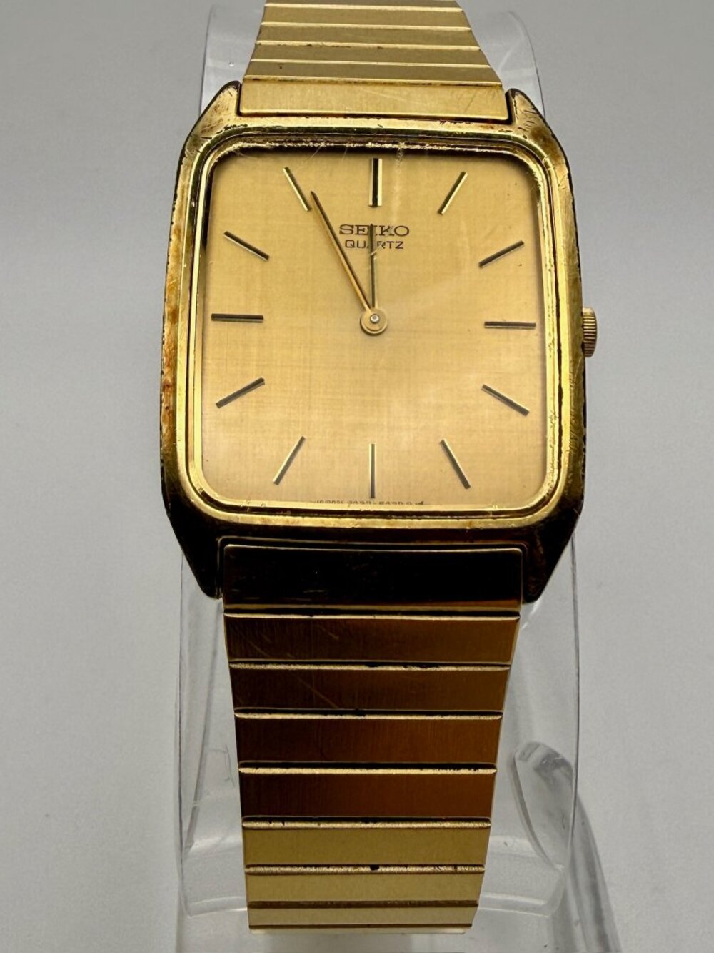 Seiko Vintage Mens 90's Tank Gold  tone SGP Tank Watch Working